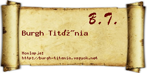 Burgh Titánia névjegykártya